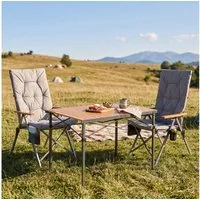HOMECALL Campingstuhl Klapptisch-Set mit 2 Stühlen Hochlehner Luxus Klappstuhl Campingtisch (gartenstuhl klappbar für 4-6 Personen), mit 4,5cm Dicke Gepolstert