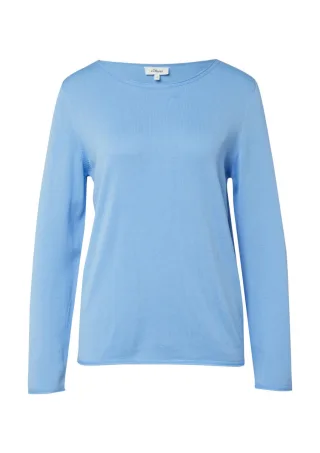 s.Oliver Red Label - Feinstrickpullover mit Rollkanten blau - Gr. - 36