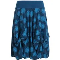 Vishes Jerseyrock Damen Ballon-Rock Knielang Pump-Rock Baumwolle Blüten-Muster Hippie, Retro Sytyle, Alternative Bekleidung