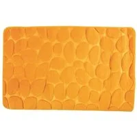Badematte KIESELSTEIN, rutschhemmende Beschichtung, für Fußbodenheizung geeignet, strapazierfähig, waschbar, schnelltrocknend, Microfaser, PVC, aus super-weicher Microfaser, in 2 Größen und vielen trendigen Farben erhältlich, 50 x 80 cm, safran