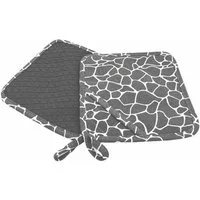 Camolo Topflappen 2er Set Ofenhandschuhe Silikon & Baumwolle hitzebeständig 18 x 18 cm, (2-tlg), Rutschfest, mit Aufhängeösen, strapazierfähig