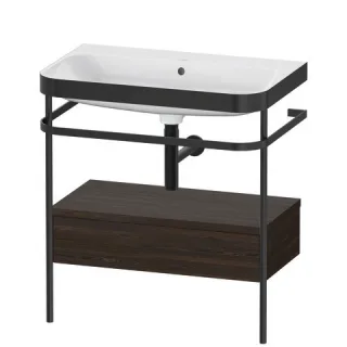 Duravit Happy D.2 Plus c-bonded Set mit Metallkonsole und Schubkasten Nussbaum gebürstet Matt 775x49 HP4742N6969