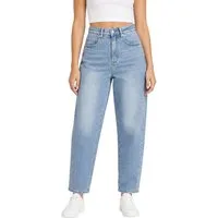 Ital-Design Mom-Jeans Damen High-Waist Straight Leg Jeans Vintage Look (92375248) Used-Look Stretch High Waist Jeans in Blau