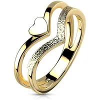 BUNGSA Fingerring 60 (19.1) Ring gewinkelte Ringschienen Herz Gold Edelstahl Damen (Ring, 1-tlg), Frauen Mädchen