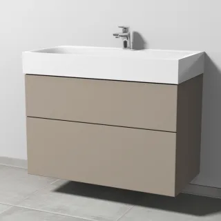 Sanipa 3way Waschtischunterbau zu Kaldewei Silenio Waschtisch mit 2 Auszügen, Sandgrau-Matt SF45667