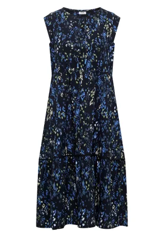 CECIL - Midikleid mit Split Neck und Print urban dark blue - Gr. - XL