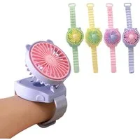 Bomiclss Mini USB-Ventilator Tragbarer Ventilator mit buntem Design für Kinder und Jugendliche, wiederaufladbare Cartoon-Uhren-Ventilatoren, Armband