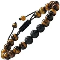 KARMA Perlenarmband Armband Naturstein ver. Farben Lava Armschmuck unisex (mehrfarbig modern Herrenarmband Damenarmband, 1-tlg., Schwarz Blau Braun), Edelsteinarmband Lavasteine Natursteine Edelstein
