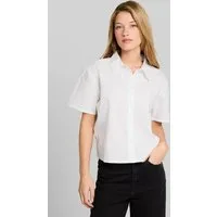 TOM TAILOR Denim Kurzarmbluse Blusen & Shirts Boxy Fit Hemdbluse mit Stickereien