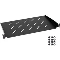 HMF Serverschrank 65499 Fachboden für Serverschrank, 19 Zoll,1 HE, 250 mm Einbautiefe, Schwarz