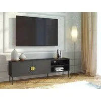 Home affaire Lowboard BELLOT TV-Schrank mit 2 Türen, Maße B/T/H: 160/40/53,6 cm (1 St), schwarze Farbe, mit holzähnlicher Struktur