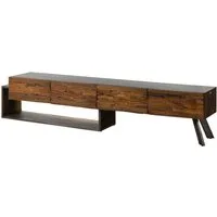 Massivmoebel24 Lowboard SEVILLA (Massivholz), Akazie / Altholz 240x40x50 braun lackiert SEVILLA #16