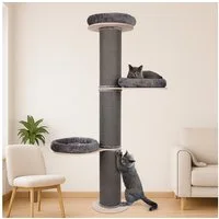 PET VIOLET Kratzbaum wandmontiert 185 cm hoch, XXL Katzenbaum I Premium Sisal Säulen, Kissen abnehmbar & waschbar, Premium Sisal, XXL Katzenbaum185 cm hoch