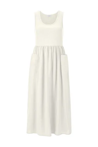 Rich & Royal - Scuba Mat Mix Parachute Dress pearl white - Gr. - XL