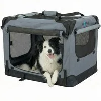 Xonic Hunde-Transportbox Foxdevil by xonic® Faltbare Hundebox / Transportbox (Grau, S)