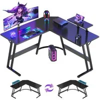 GUNJI Computertisch L-förmiger Gaming-Schreibtisch, Eckschreibtisch, 120cm (Tischplatte aus Kohlefaser mit Display-ausgestatteten Beinen und Z-förmigem Rahmen)