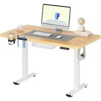 FLEXISPOT Schreibtisch Basic-Series Elektrisch höhenverstellbarer Schreibtisch (Anti-Kollisions-system, 2- Fach-Teleskop, mit Becherhalter & Kabelkanal & Haken & Aufbewahrungsbox, LED-Display), MAX. Load: 100kg, 100/110/120/140/160, MIT einteilige Ti