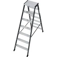 KRAUSE Doppelleiter SePro D, Alu eloxiert, 2x7 Stufen, Arbeitshöe ca. 306 cm