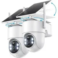 Topcony Überwachungskamera 3MP Überwachungskamera Aussen Akku Solar 2K solar Kamera (Außenbereich, Außen, Außenkamera, Überwachung außen WLAN Outdoor kabellos Solarpanel 360 Grad PTZ PIR Bewegungsmelder, 2-tlg., 355°/90° Pan Tilt Farbige Nachtsicht 2
