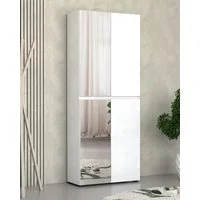 Home affaire Schuhschrank Mister,Schuhkommode,Schuhmöbel,Schuhablage,Schuhregal Hochglanz lackiert, B/T/H: 80x34x200 cm, 4 Türen, 12 Fächer, 2 Spiegel