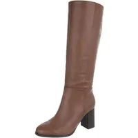 Ital-Design Damen Kniehohe Stiefel mit Blockabsatz elegant High-Heel-Stiefel (92269207) Blockabsatz Stiefel in Hellbraun