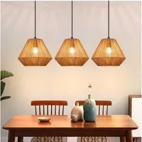 ZMH Pendelleuchte E27 3 Flammige Vintage Hängelampe Boho Papiergarn Deckenlamp, ohne Leuchtmittel