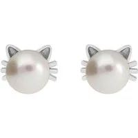 Firetti Paar Ohrstecker Schmuck Geschenk Ohrschmuck Katze, mit Süßwasserzuchtperle