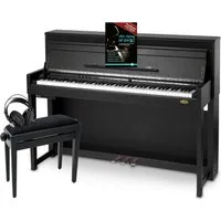 Classic Cantabile Digitalpiano UP-1 SM E-Piano Set - 88 gewichtete Tasten mit Graded Hammer-Tastatur (Spar-Set, inkl. Klavierbank, Kopfhörer & Schule), Klavier mit 40 Sounds und 256-fache Polyphonie