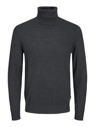 JACK&JONES - JJEEMIL KNIT ROLL NECK NOOS Dark Grey Melange - Gr. - XL