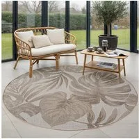 Carpettex Outdoorteppich Tropische Musterteppiche, Rund, Höhe: 5 mm, Outdoor Teppich Wetterfest Modern Design Wohnzimmer Küchen Terrasse