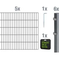 Alberts Doppelstabmattenzaun Grundset, (Set), Höhe: 80-200 cm, Gesamtlänge: 4-30 m, zum Einbetonieren