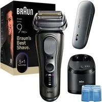 Braun Elektrorasierer Series 9 9675cc, Smart Care Center, integrierter Präzisionstrimmer, 5+1 ultradünne Präzisionsklingen, Ladeetui, 6-in-1 SmartCare Center