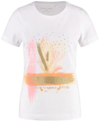 GERRY WEBER Collection - T-Shirt mit Frontprint beige/weiß - Gr. - 36