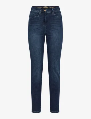 Raphaela by Brax Damen Five-Pocket-Hose Style LUCA STONED USING & BUFFIES, denim blau, Gr. 36