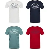 TOM TAILOR T-Shirt Herren Printshirt Regular Fit (Vorteilspack, 4-tlg) Kurzarm Tee Shirt mit Rundhalsausschnitt aus 100% Baumwolle