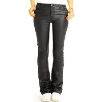 be styled Lederimitathose Low waist Bootcut Hose Kunstlederhose Schlaghose vegan - Damen - j2L-2 Lederlook