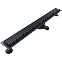 SONNI Duschrinne Edelstahl Bodenablauf Schwarz 50-110 cm 360° verstellbarer Duschrinne, mit Geruchsstop und Haarsieb Randablauf,mit Bodenbefestigung