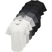 ONLY & SONS Rundhalsshirt ONSMATT LONGY SS TEE 7-PACK (Packung, 7-tlg) Baumwolle, relaxed fit, lang geschnitten