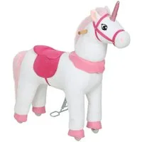AIYAPLAY Stehtier Einhorn-Design, Stoffbezug, stabiler Rahmen, für Kinder 4-7 Jahre, Weiß+Rosa