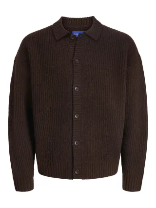 JACK&JONES - JORYORK KNIT CARDIGAN POLO STYDAW25 Deep Mahogany - Gr. - XL
