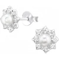 ALEXANDER YORK Paar Ohrstecker HALO PERLE und KRISTALL, 2-tlg., 925 Sterling Silber