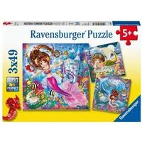 Ravensburger Puzzle Kinderpuzzle 3x49 Teile - Bezaubernde Meerjungfrauen, 49 Puzzleteile