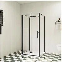 duschspa Komplettdusche 195cm schwarz U-Form Duschkabine ESG Falttür Scharniertür Duschtür, BxT: 70x70 cm, Einscheibensicherheitsglas, Sicherheitsglas, Set, ebenerdiger Einbau möglich