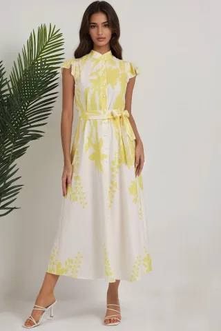 Blumenmuster Maxi-Kleid
