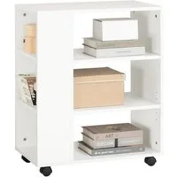 SoBuy Druckertisch FBT68, Druckerschrank mit Rollen, Beistelltisch für Büro & Homeoffice, mit 7 Ablagen Rollcontainer Bürowagen Beistellwagen Aktenwagen