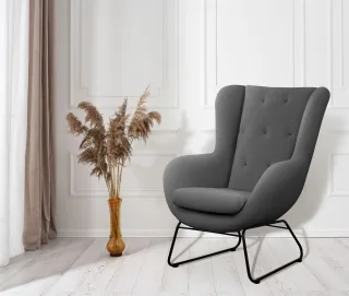 Sessel Designersessel ARTEMIS in Stoff Kronos Aschgrau