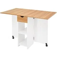 Mondeer Esstisch Klappbarer Esstisch, mit 1 Schublade und 2 Lagerregalkonsolen 72 x 120 x 75 cm