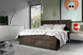 Boxspringbett Schlafzimmerbett 140x220cm LAZARO Nr.7 Braun inkl. Bettkasten