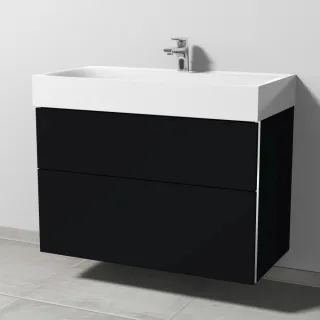 Sanipa 3way Waschtischunterbau zu Kaldewei Silenio Waschtisch mit 2 Auszügen, Schwarz-Matt BS45608