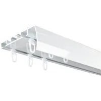 SN DECO GROUP Gardinenschiene Objektschiene EVO-M 2-läufig mit integrierter Blende, 2-läufig, Fixmaß, mit Bohren, verschraubt, Aluminium
